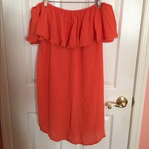Orange off the shoulder coverup